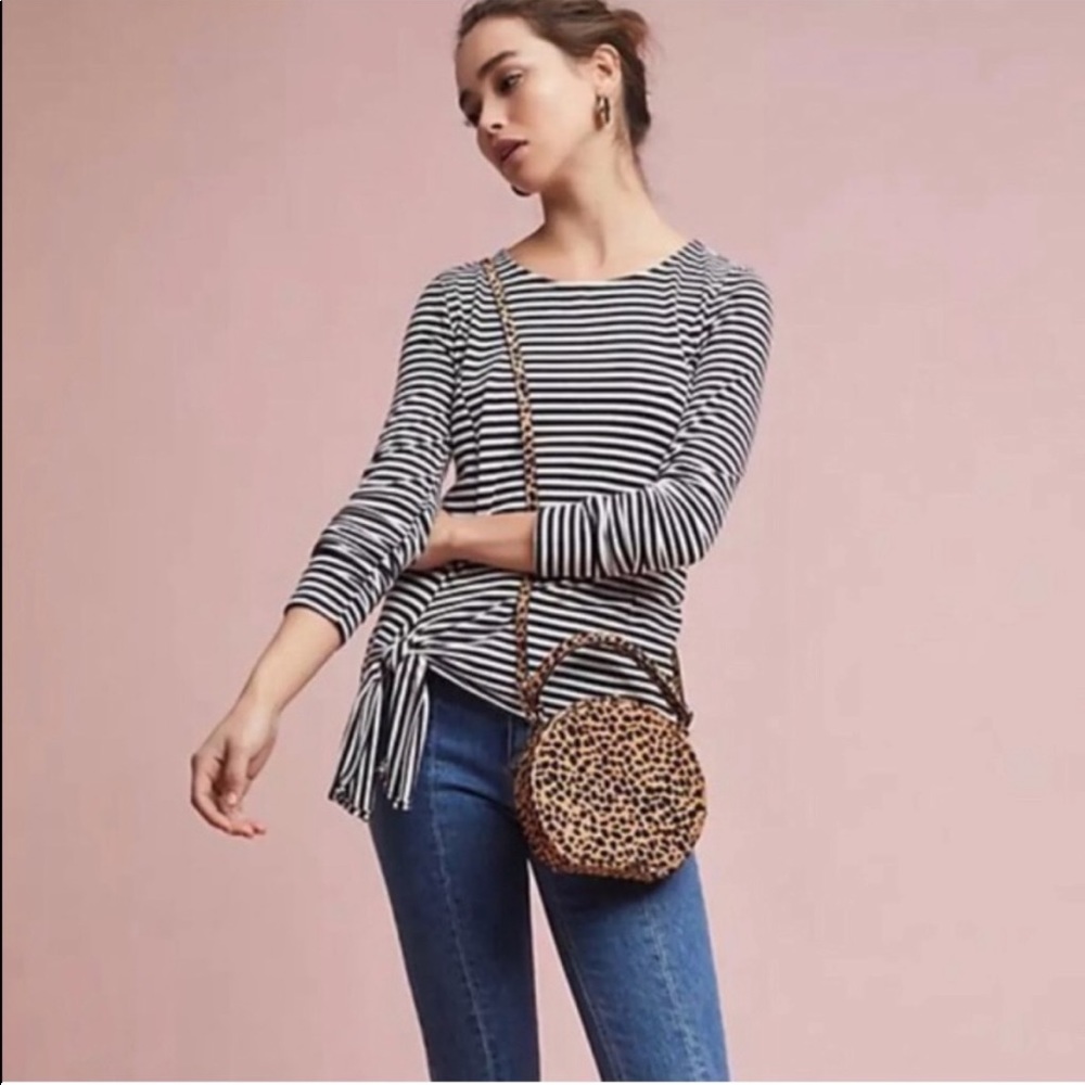 Anthro T.la Barela black white striped hip-tie top/ S